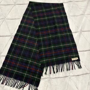 100% Cashmere Unisex Plaid Check Hilltop Brand Scarf Made In Scotland Green